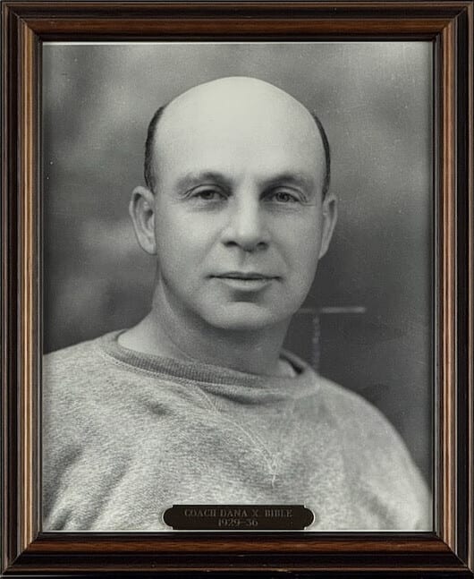 Black-and-white portrait of Dana X. Bible in a sweatshirt.