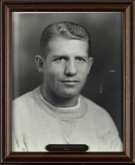 Black-and-white portrait of Glenn Presnell in a sweatshirt.